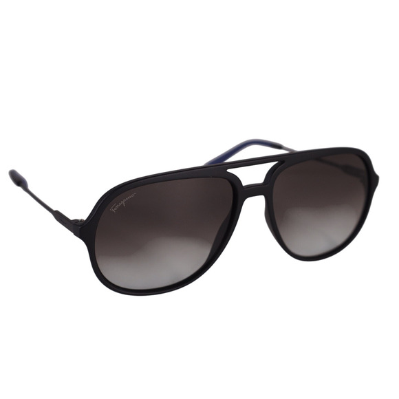 Salvatore Ferragamo Mens Lightweight Aviator Sunglasses - Black / Grey - NWT - Picture 2 of 9